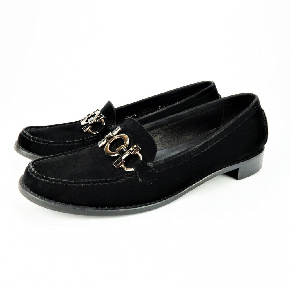 NEW Stuart Weitzman Black Suede Horesebit Loafer